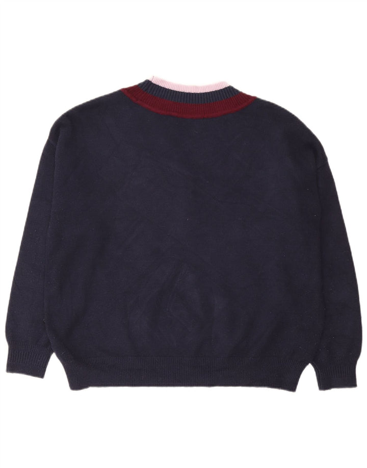 Marks & Spencer Womens V-Neck Jumper Sweater UK 16 Large Navy Blue