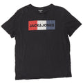 Jack & Jones Mens Graphic T-Shirt Top 2XL Black Cotton