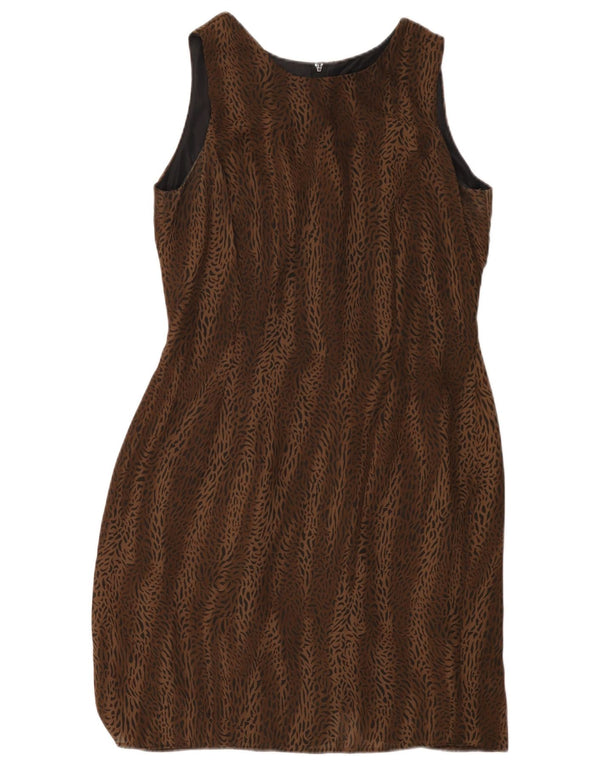 Wallis Womens Sleeveless Sheath Dress UK 12 Medium Brown Animal Print