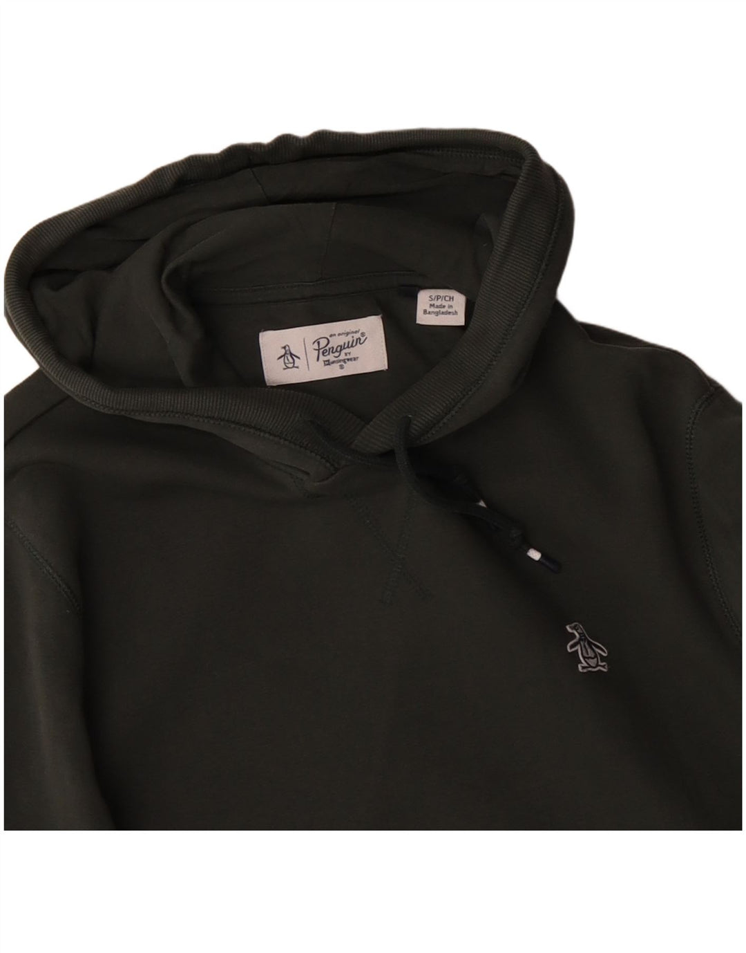 PENGUIN Mens Hoodie Jumper Small Green Cotton