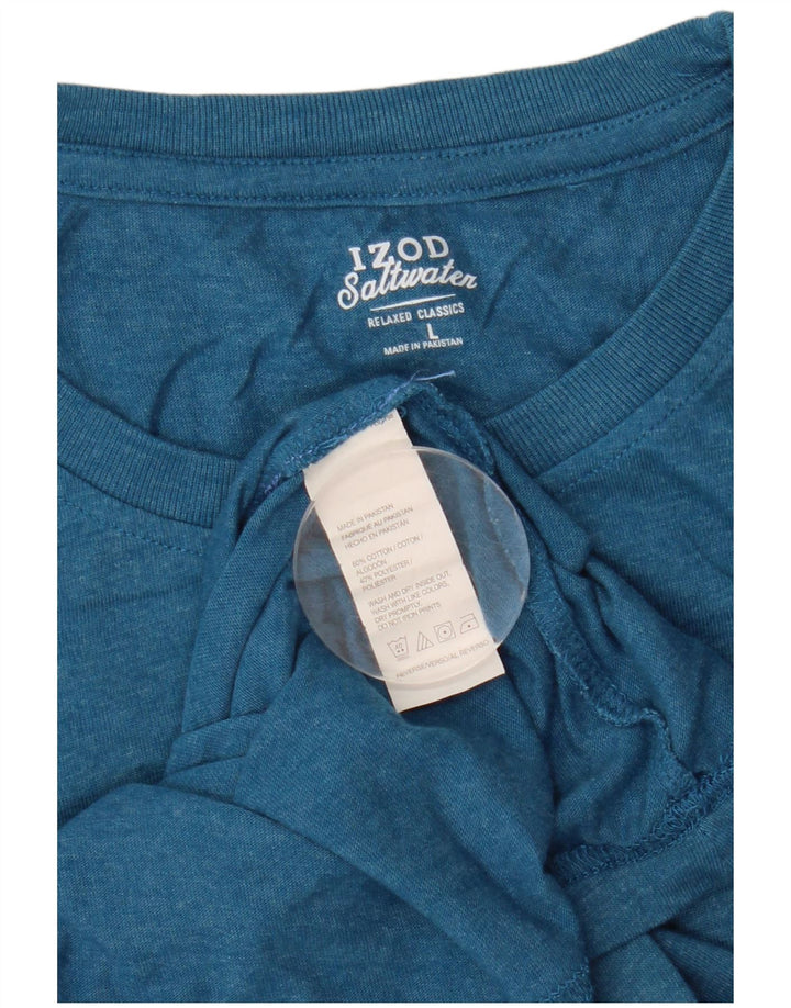 Izod Mens Salt Water Graphic T-Shirt Top Large Blue Cotton