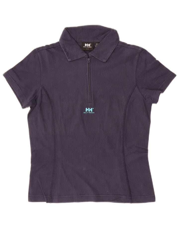 Helly Hansen Womens Polo Shirt UK 10 Small Navy Blue Cotton