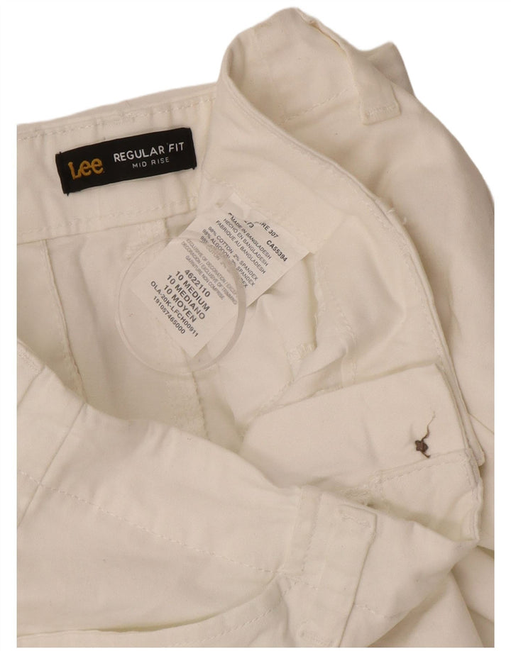 Lee Womens Mid Rise Regular Fit Casual Shorts US 10 Large W34 White Cotton