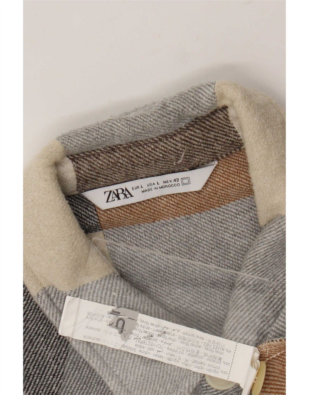 Zara Mens Flannel Shirt Large Multicoloured Check Cotton