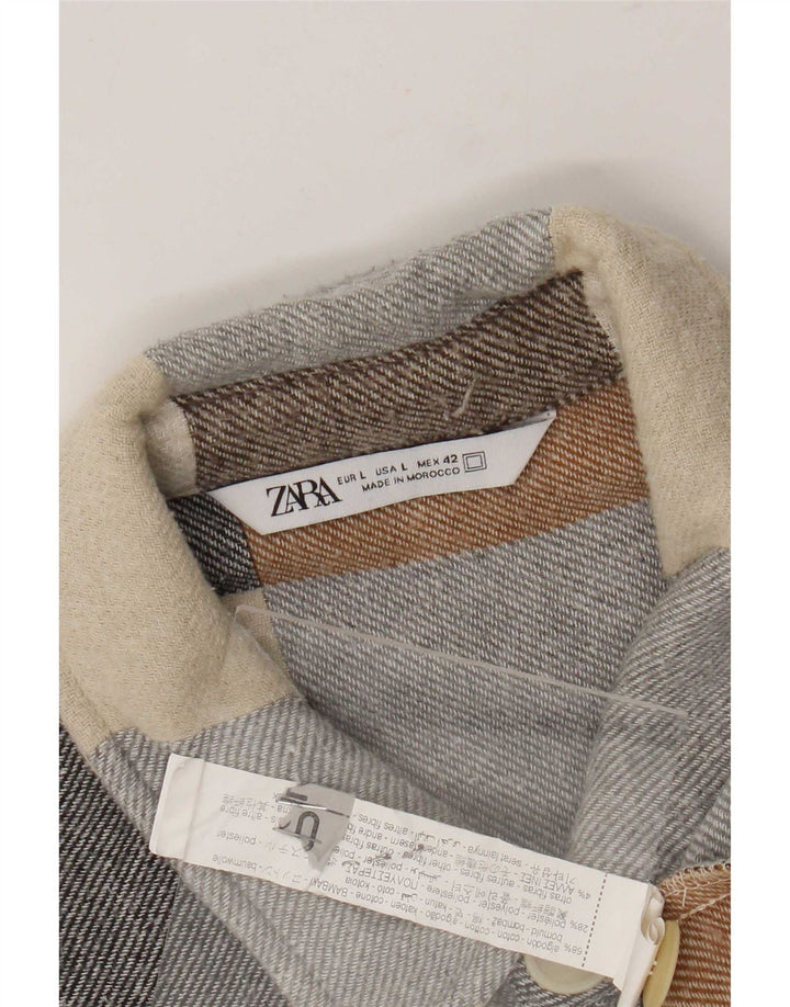 Zara Mens Flannel Shirt Large Multicoloured Check Cotton