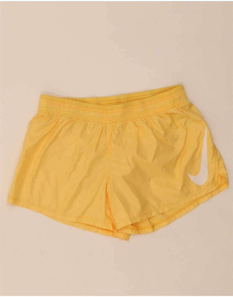 NIKE Womens Graphic Sport Shorts UK 14 Medium Yellow Vintage Nike and Second-Hand Nike from Messina Hembry 