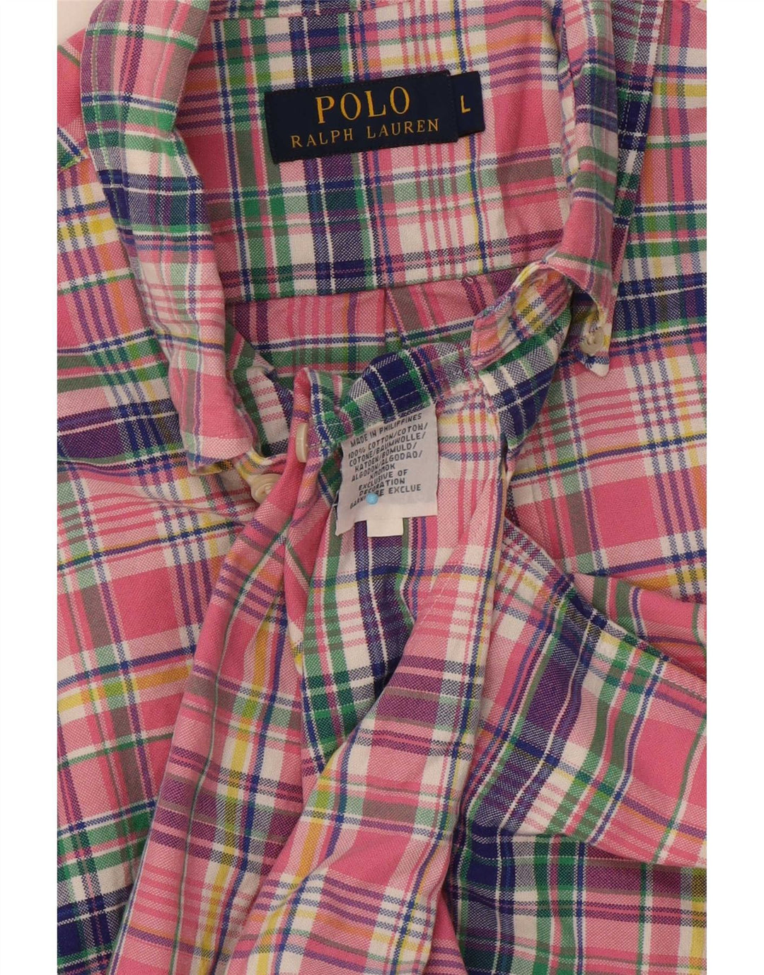 Polo Ralph Lauren Mens Shirt Large Pink Check Cotton