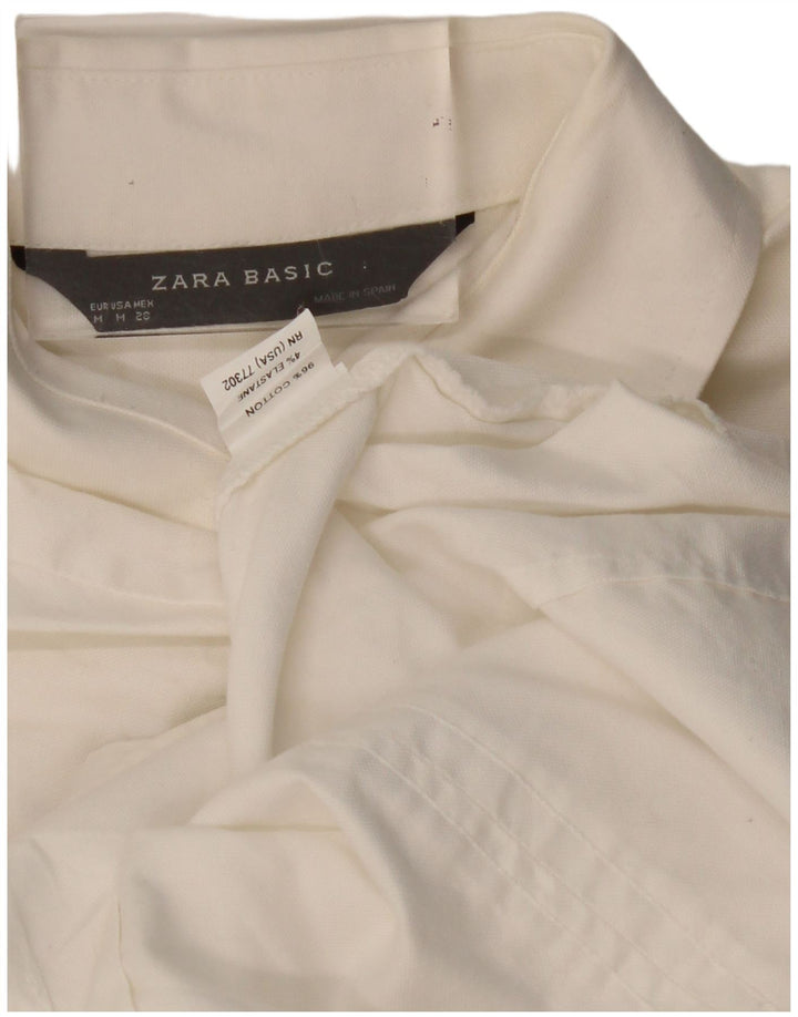 ZARA Womens Shirt UK 12 Medium Off White Cotton
