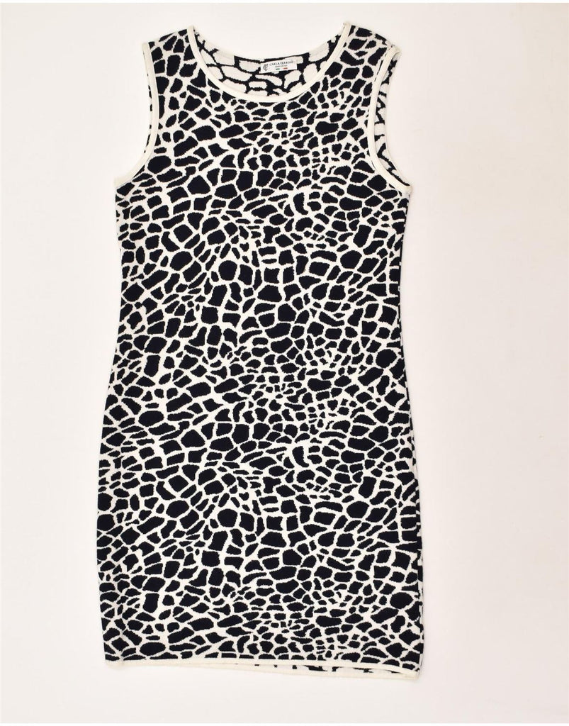 CARLA FERRONI Womens Slim Sheath Dress UK 18 XL White Animal Print Viscose | Vintage CARLA FERRONI | Thrift | Second-Hand CARLA FERRONI | Used Clothing | Messina Hembry 