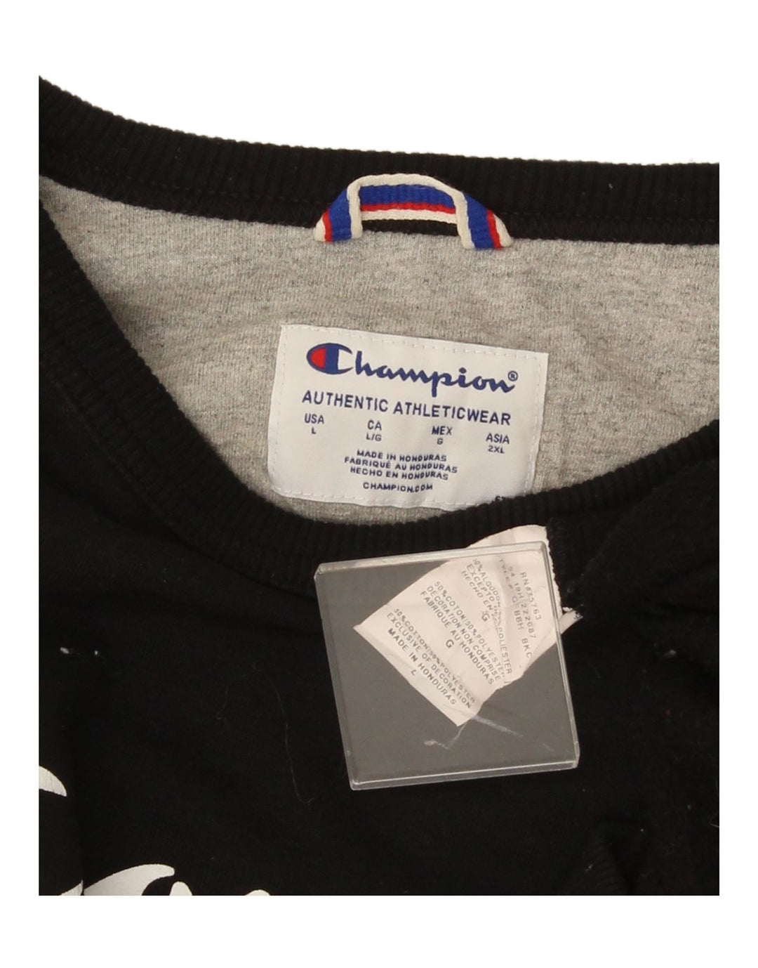 Champion Mens Graphic Sweatshirt Jumper Large Black Cotton