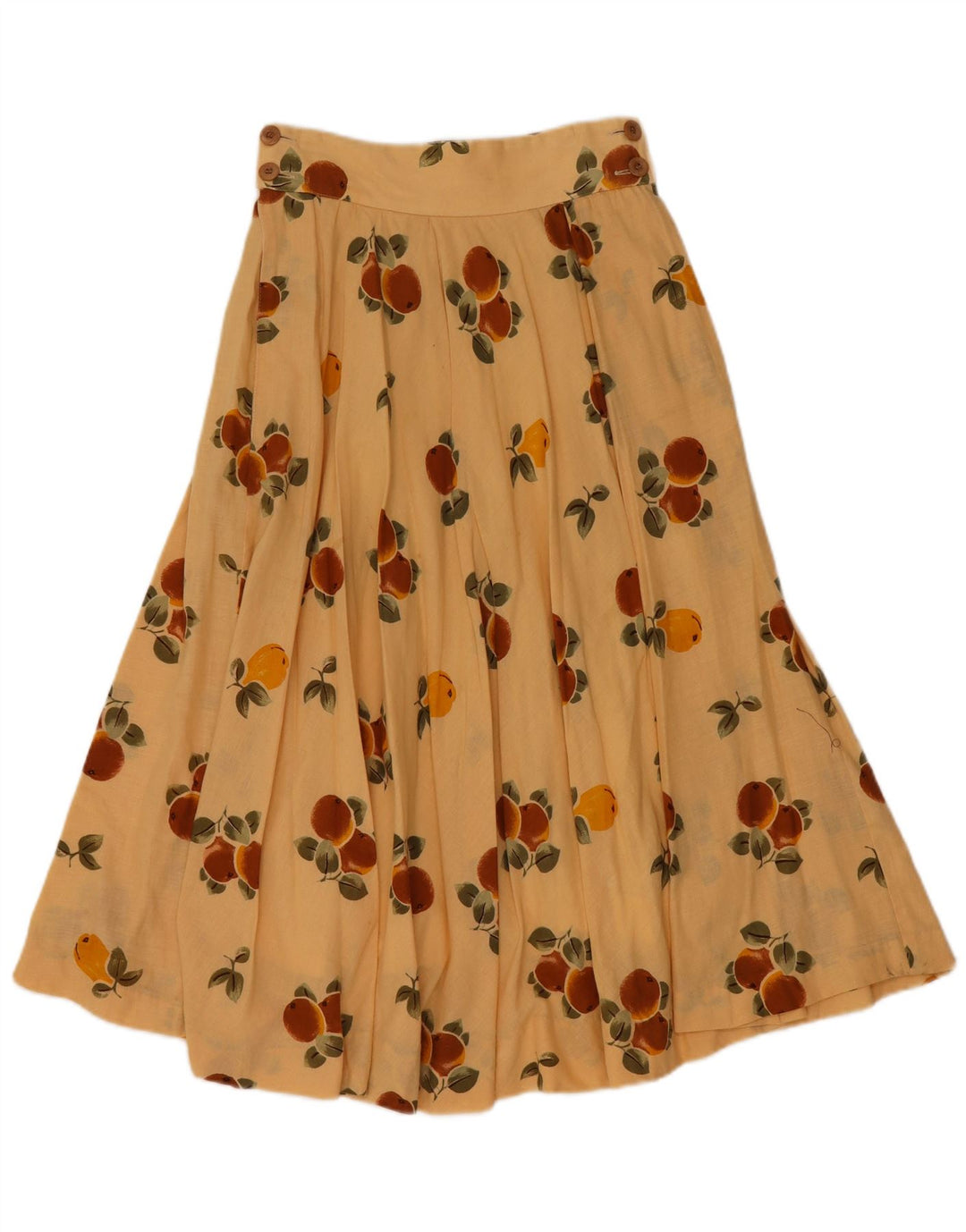 VINTAGE Womens Abstract Pattern Pleated A-Line Skirt W24 XS Beige