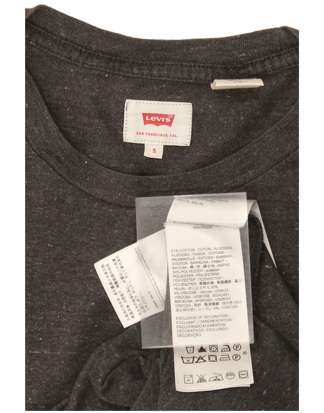 Levi's Mens T-Shirt Top Small Grey Flecked Cotton