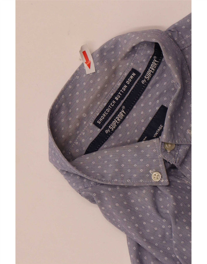 Superdry Mens Shirt Medium Blue Geometric Cotton