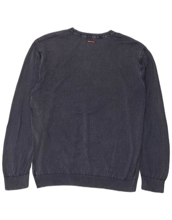 Marlboro Classics Mens Crew Neck Jumper Sweater 3XL Navy Blue