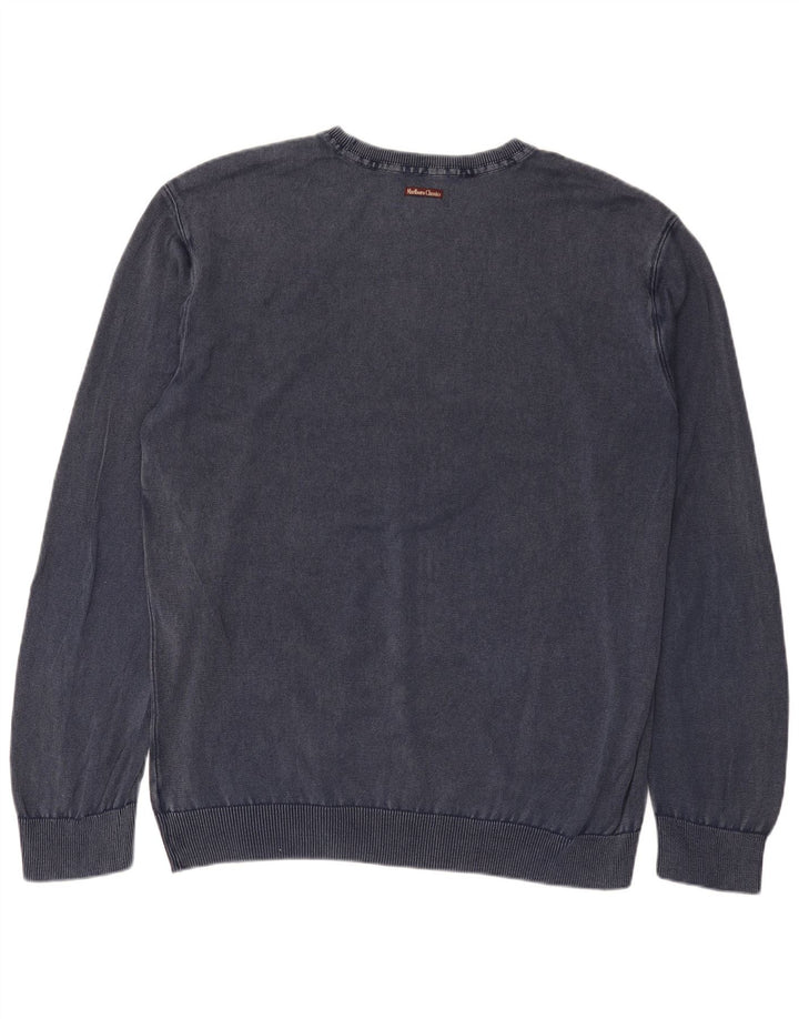 Marlboro Classics Mens Crew Neck Jumper Sweater 3XL Navy Blue