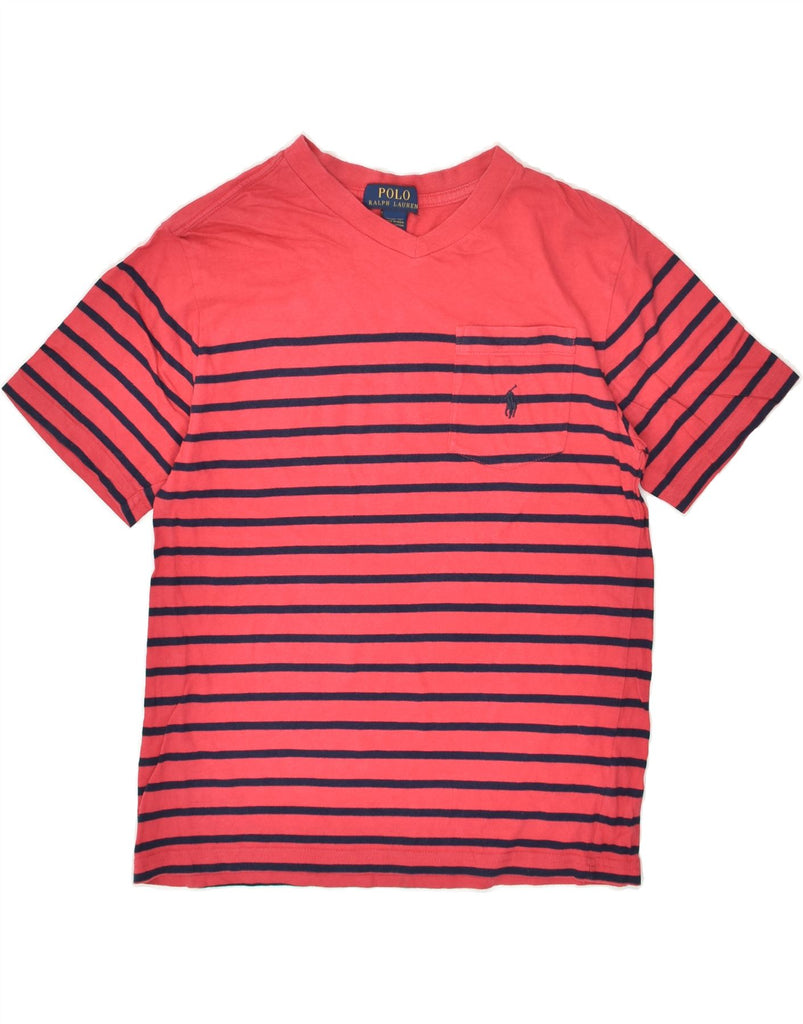 POLO RALPH LAUREN Boys T-Shirt Top 10-11 Years Medium Pink Striped Cotton | Vintage Polo Ralph Lauren | Thrift | Second-Hand Polo Ralph Lauren | Used Clothing | Messina Hembry 