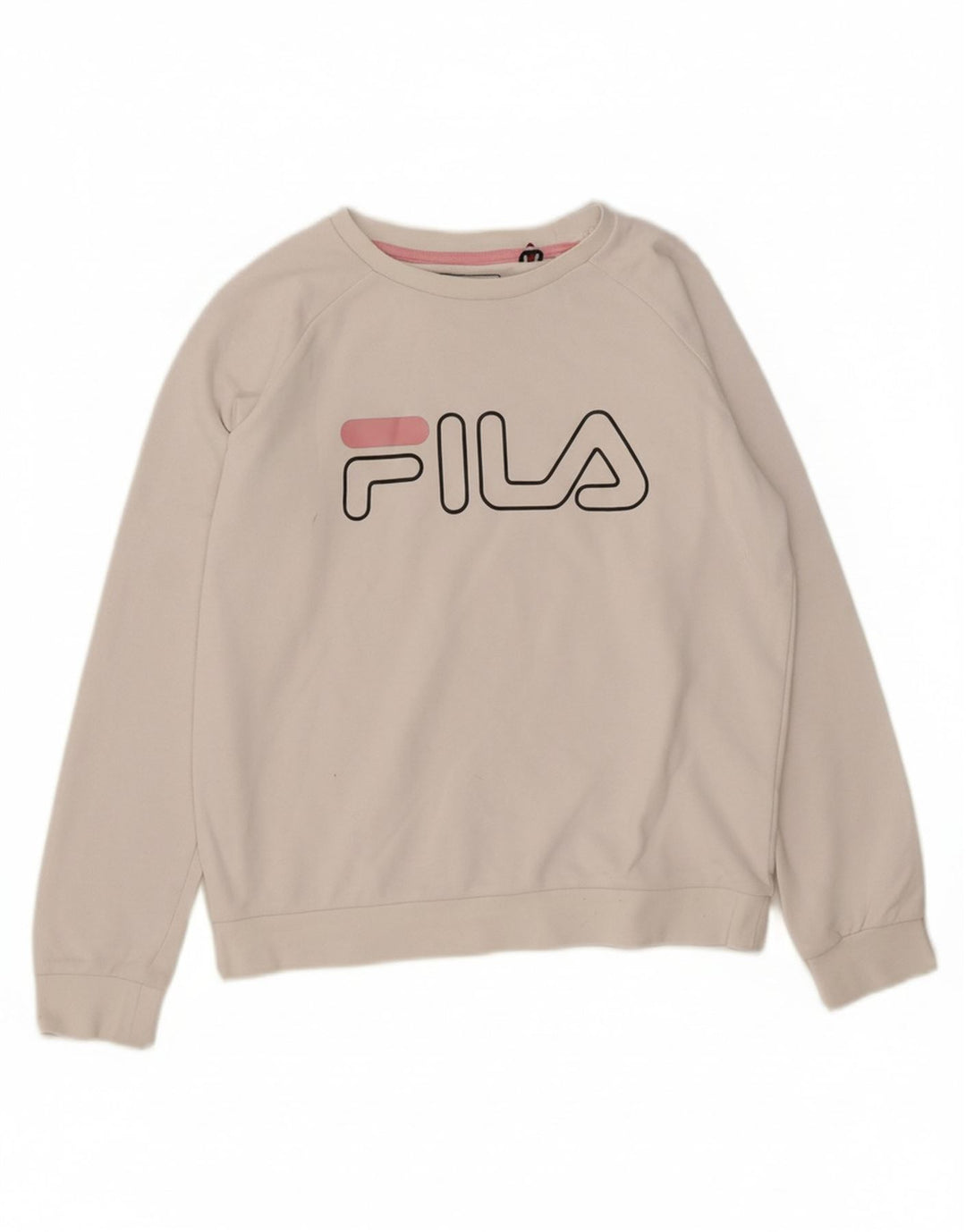 FILA Girls Graphic Sweatshirt Jumper 9-10 Years White Cotton