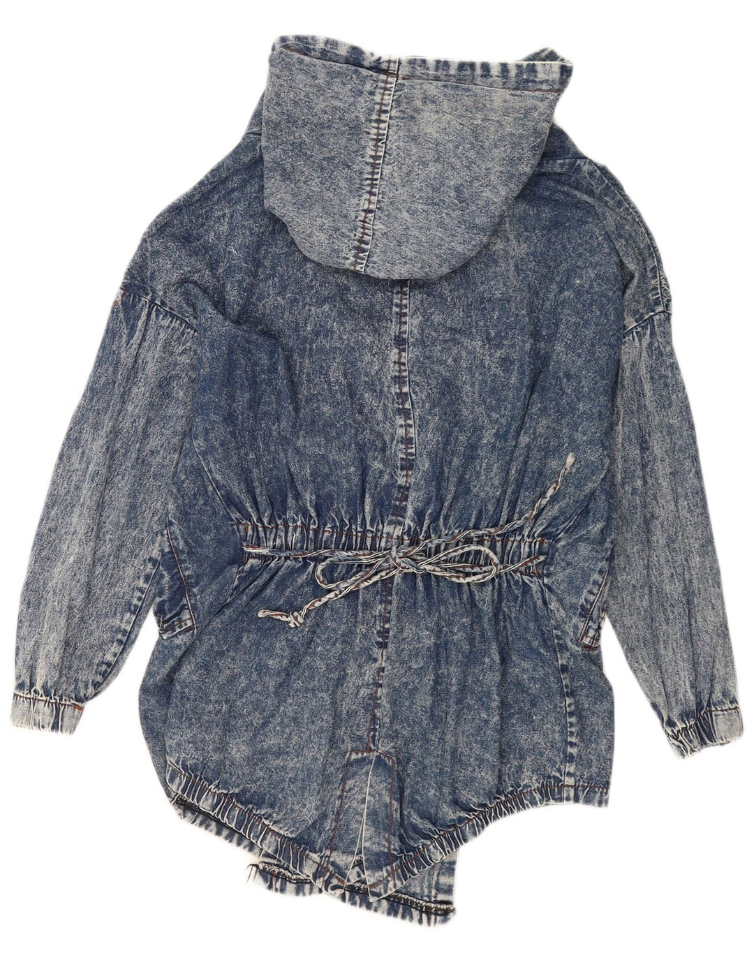 Vintage Womens Hooded Open Denim Jacket UK 16 Large Blue
