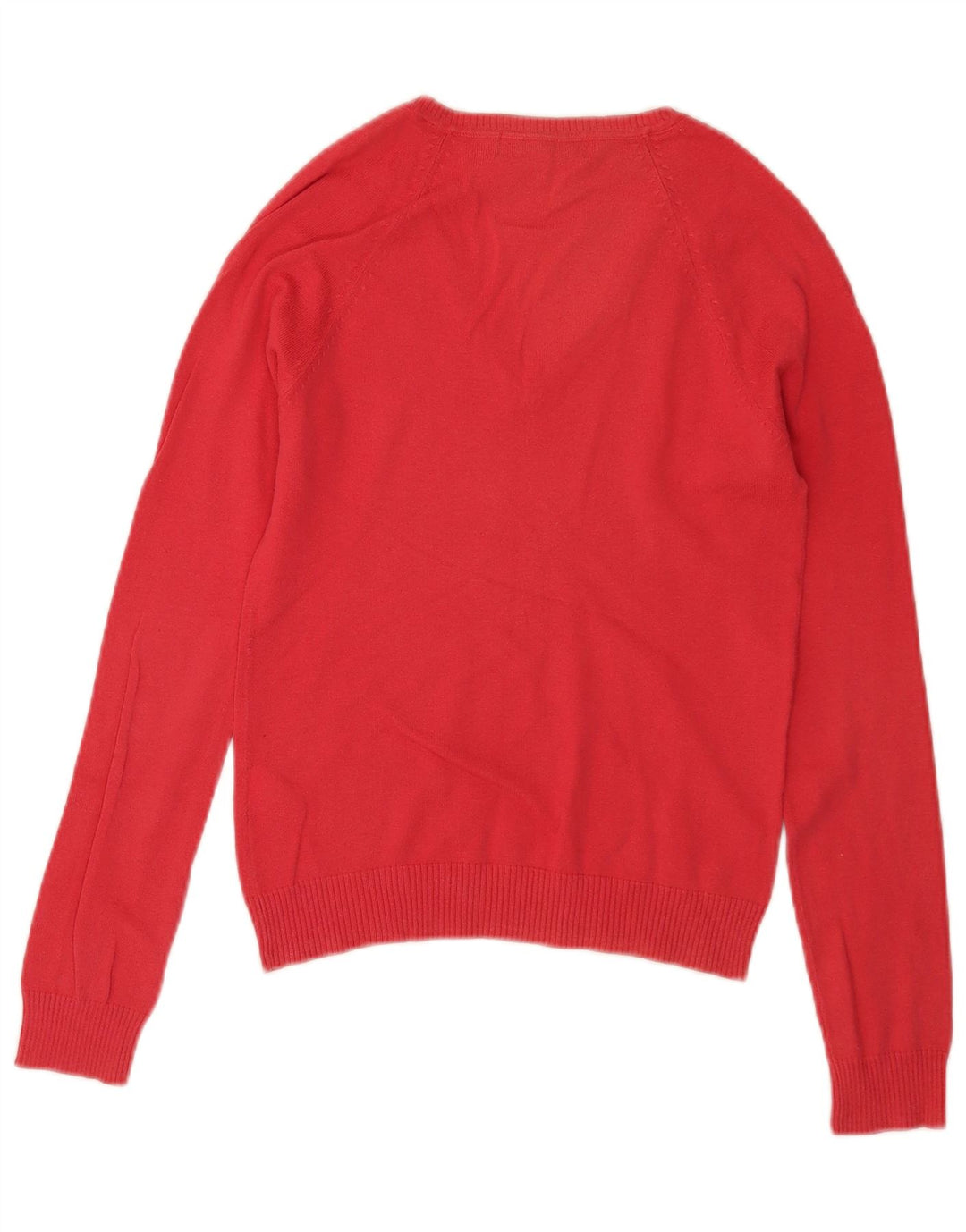Zara Womens V-Neck Jumper Sweater UK 12 Medium Red Cotton