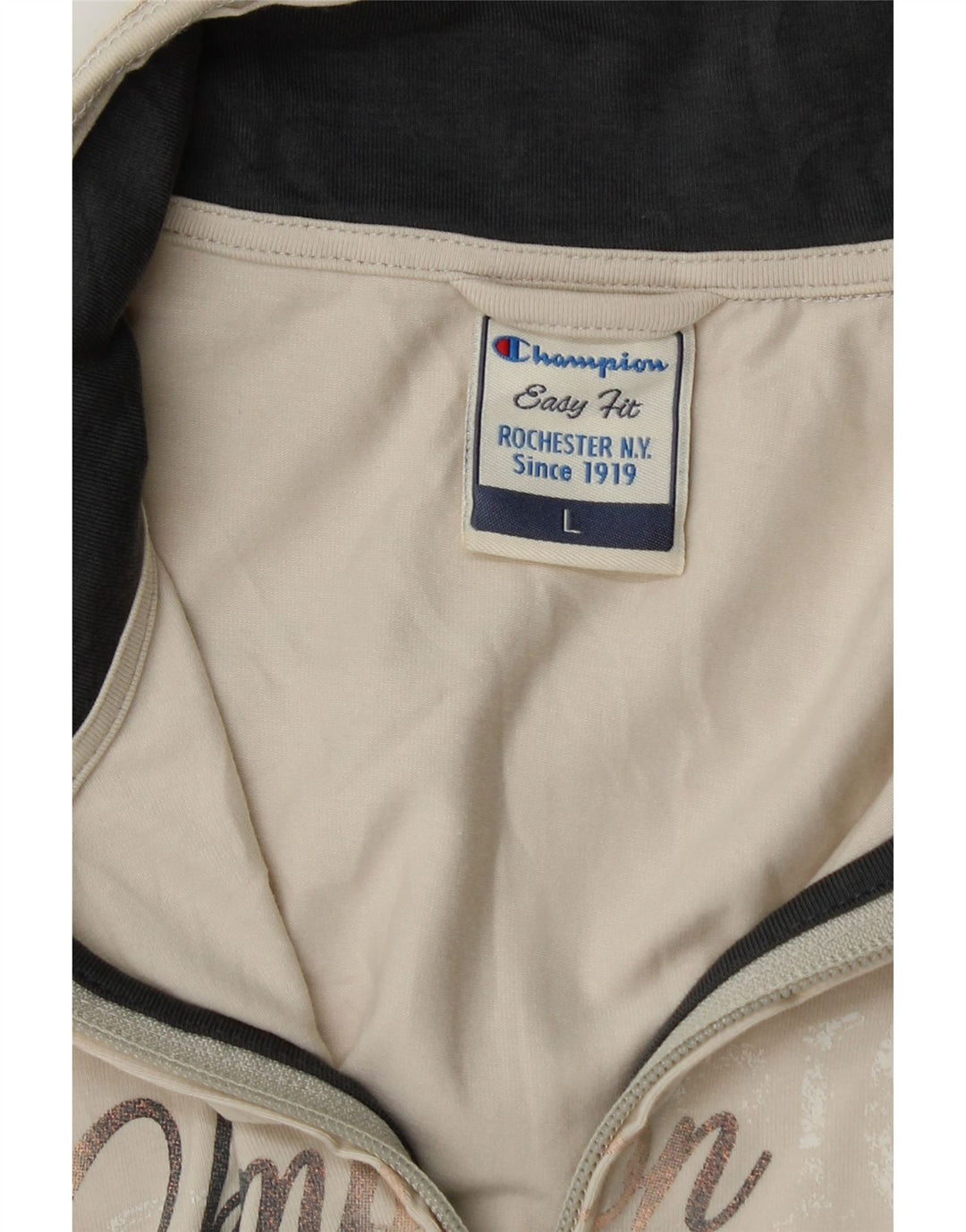 Champion Womens Easy Fit Graphic Tracksuit Top Jacket Large Beige