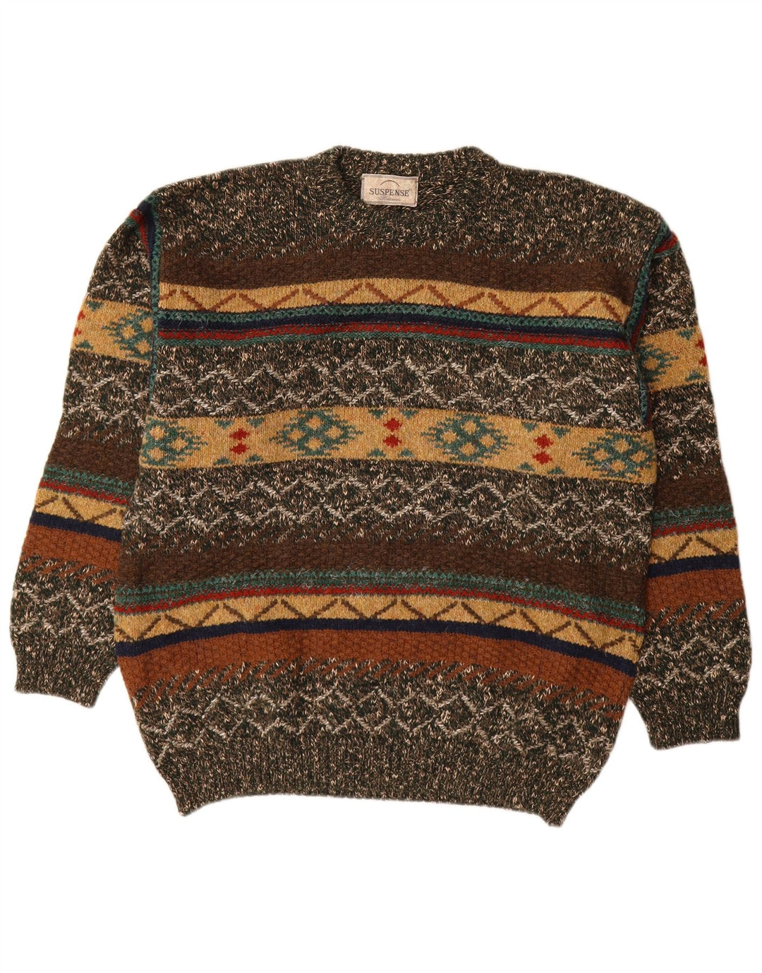 Suspence Mens Crew Neck Jumper Sweater IT 50 Medium Multicoloured Fair Isle
