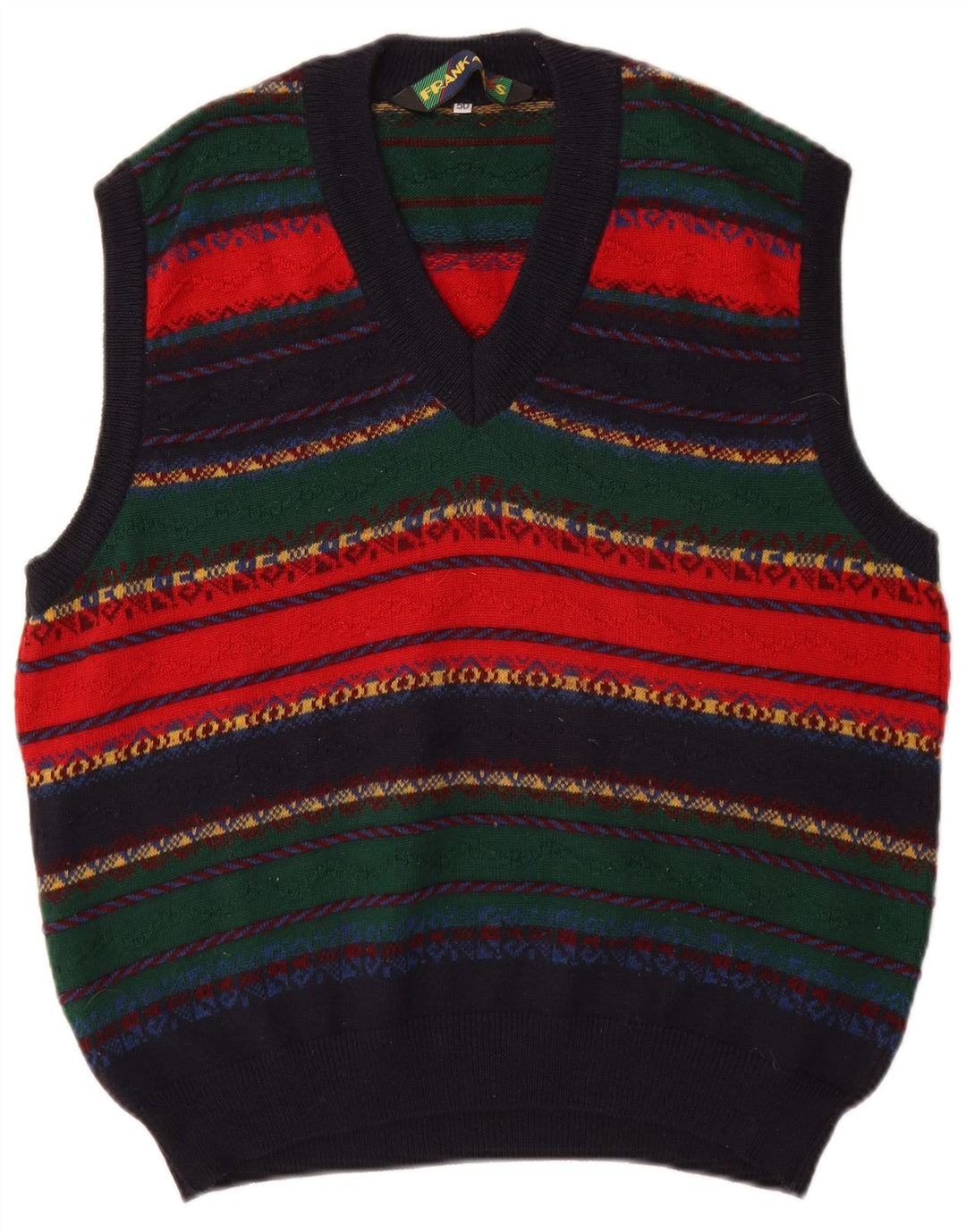 Frank Alexs Mens Vest Tank Top IT 50 Medium Multicoloured Striped Wool