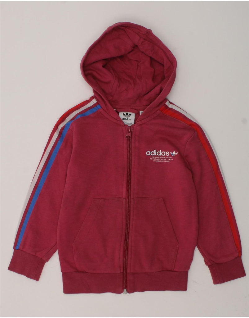 ADIDAS Girls Graphic Zip Hoodie Sweater 2-3 Years Pink Cotton | Vintage Adidas | Thrift | Second-Hand Adidas | Used Clothing | Messina Hembry 