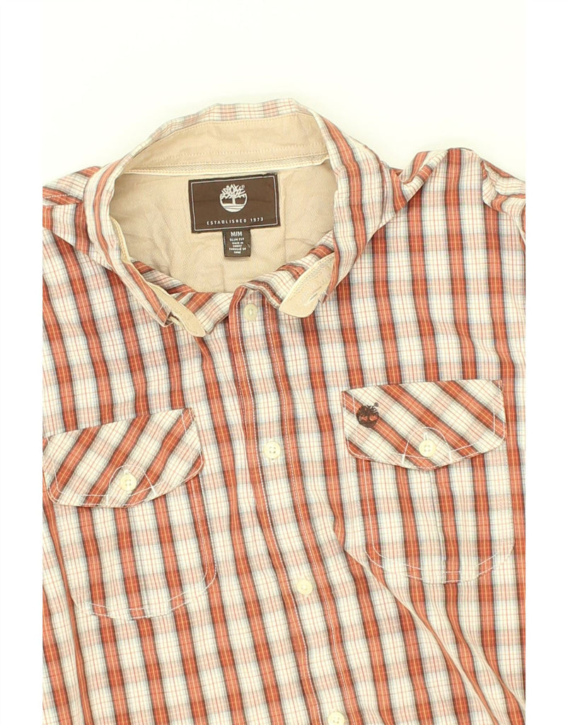 TIMBERLAND Mens Slim Fit Shirt Medium Orange Check Cotton | Vintage Timberland | Thrift | Second-Hand Timberland | Used Clothing | Messina Hembry 