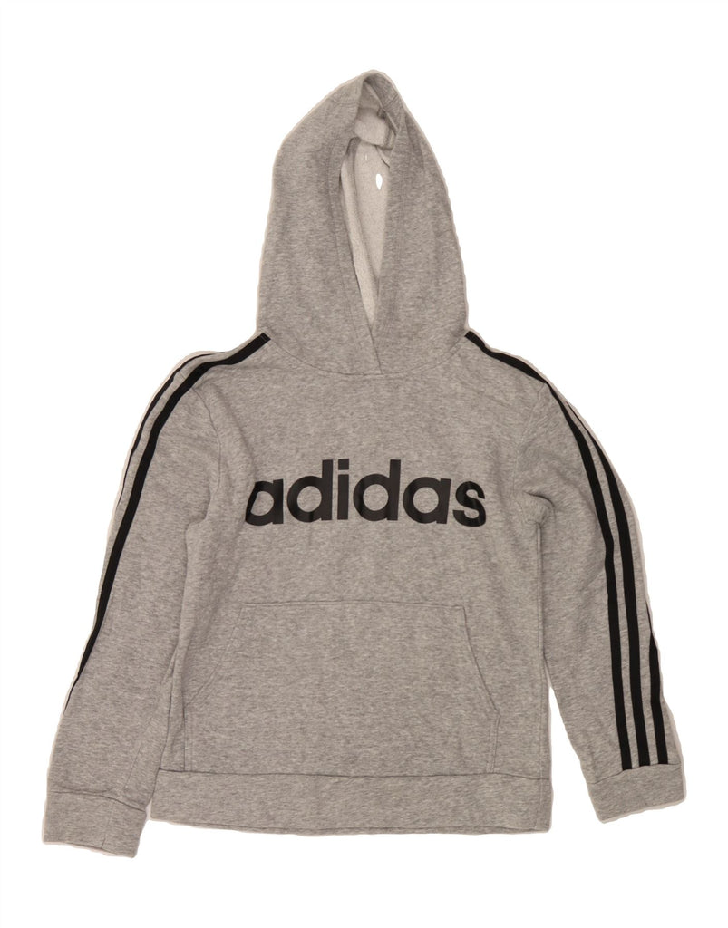 ADIDAS Boys Graphic Hoodie Jumper 10-11 Years Medium Grey Cotton Vintage Adidas and Second-Hand Adidas from Messina Hembry 