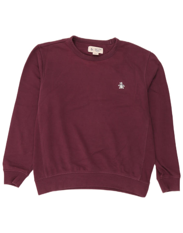 Penguin Mens Sweatshirt Jumper Medium Burgundy Cotton