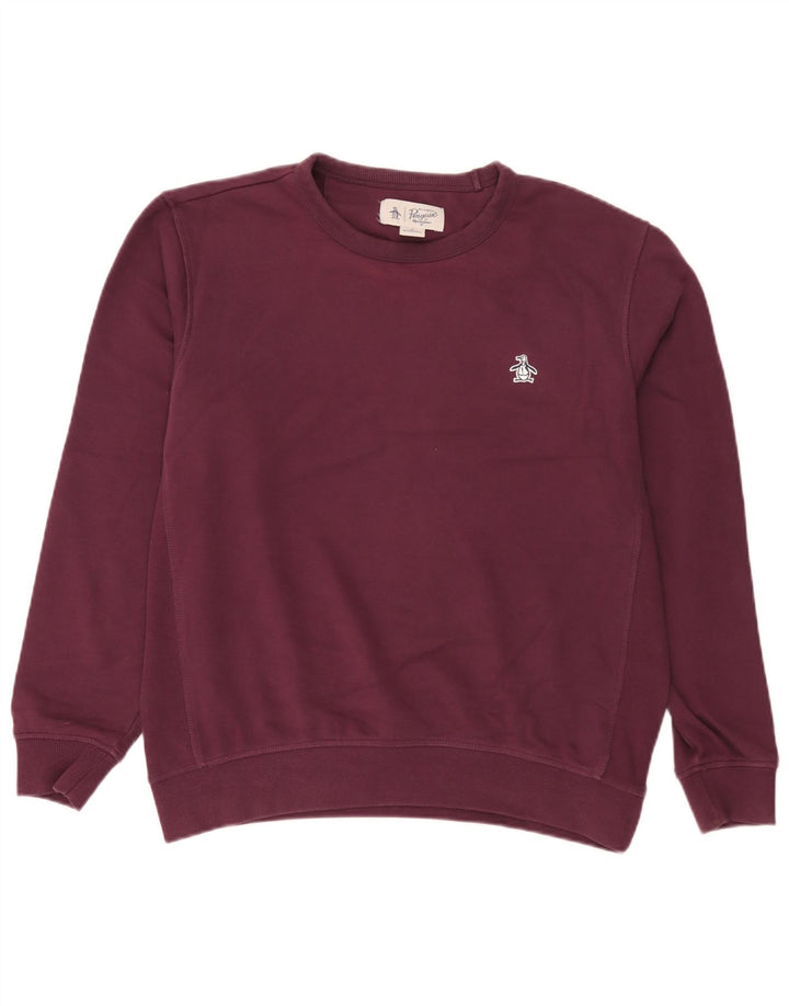 Penguin Mens Sweatshirt Jumper Medium Burgundy Cotton