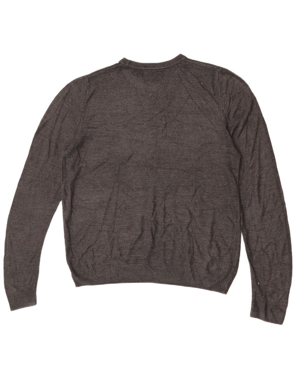 Marks & Spencer Mens Crew Neck Jumper Sweater Large Grey Acrylic