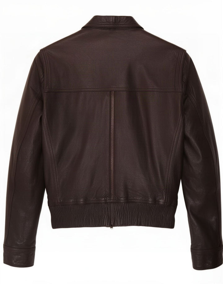 Vintage Womens Crop Leather Jacket IT 52 2XL Brown