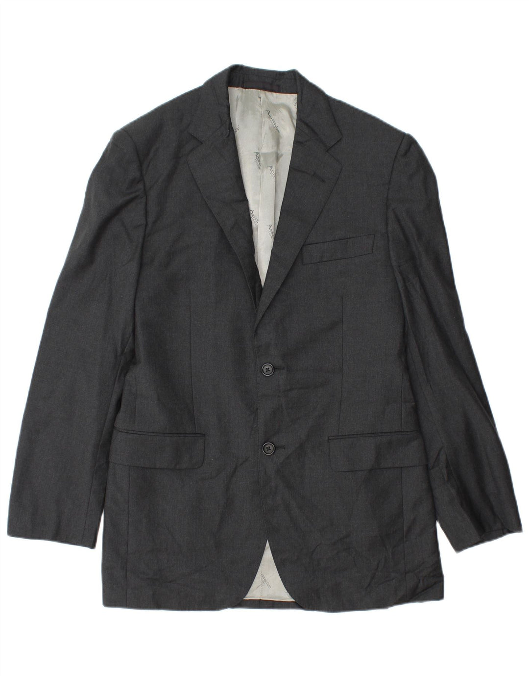 Aquascutum Mens 2 Button Blazer Jacket UK 36 Small Grey Wool