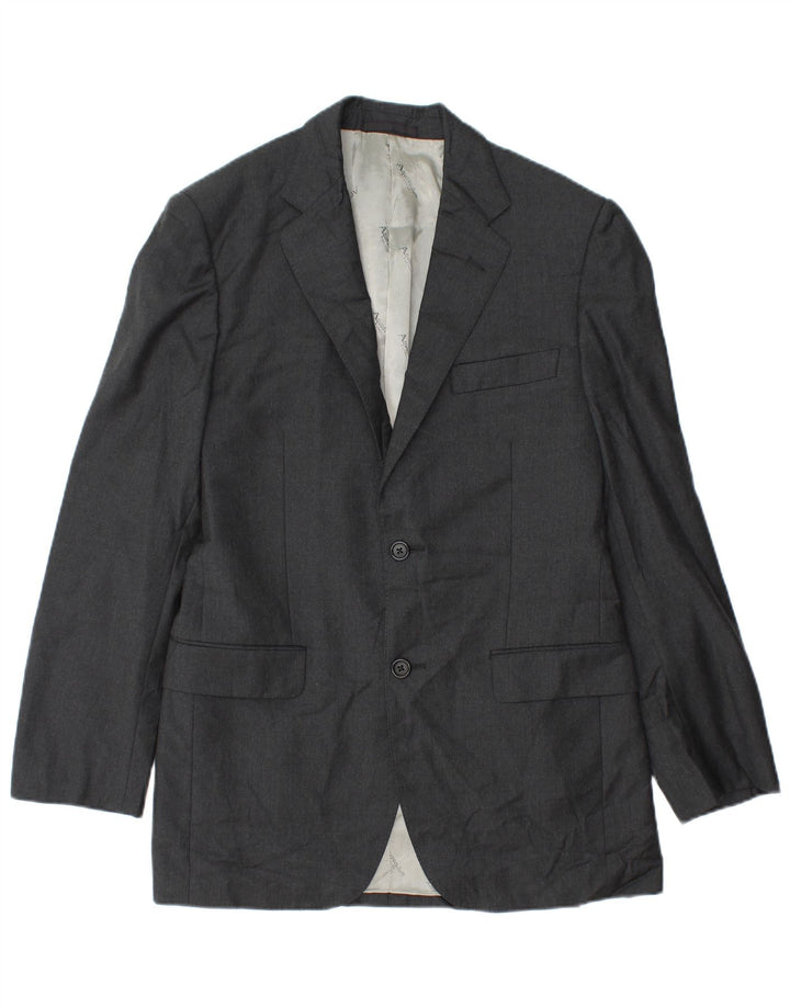 Aquascutum Mens 2 Button Blazer Jacket UK 36 Small Grey Wool