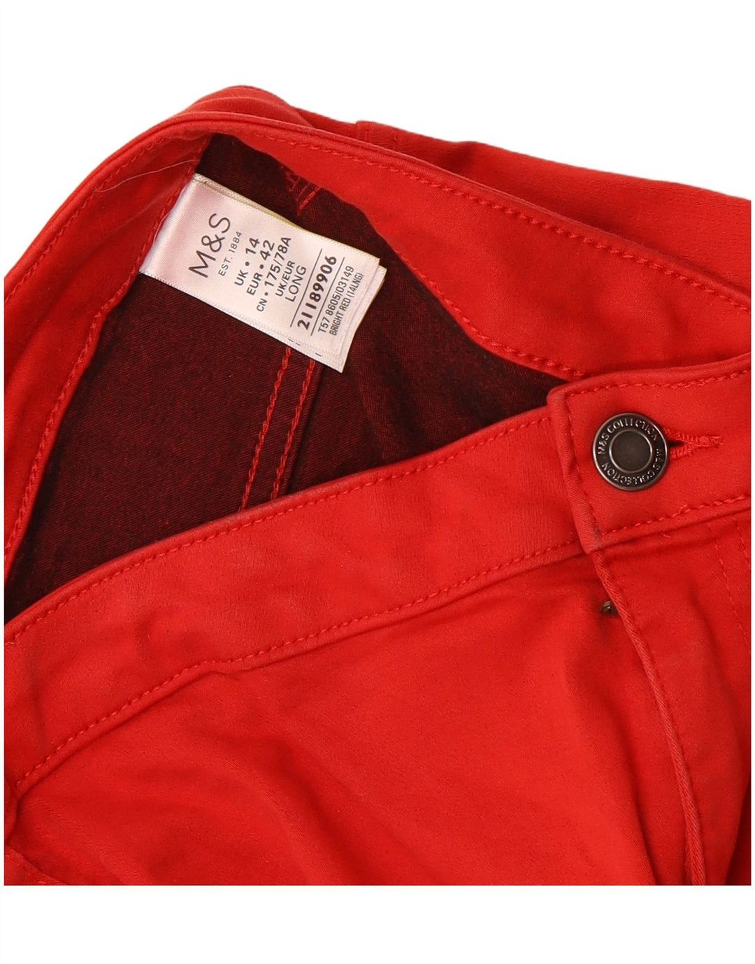 Marks & Spencer Womens Casual Trousers UK 14 Medium W30 L31 Red