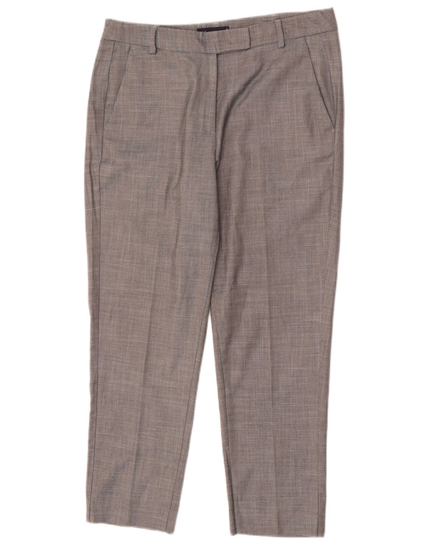 Marks & Spencer Womens Crop Tapered Suit Trousers UK 12 Medium W30 L25 Grey