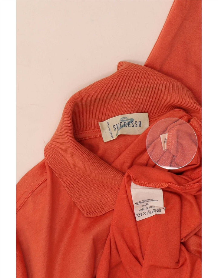 Vintage Mens Polo Shirt IT 46 Small Orange Cotton