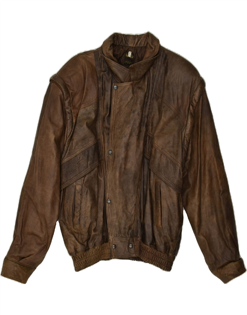 VINTAGE Mens Leather Jacket UK 40 Large Brown Leather Vintage Vintage and Second-Hand Vintage from Messina Hembry 