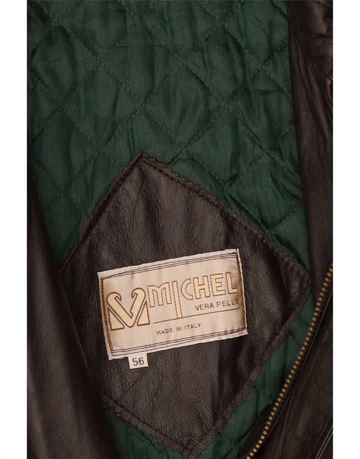 Vintage Mens Leather Jacket IT 56 3XL Brown