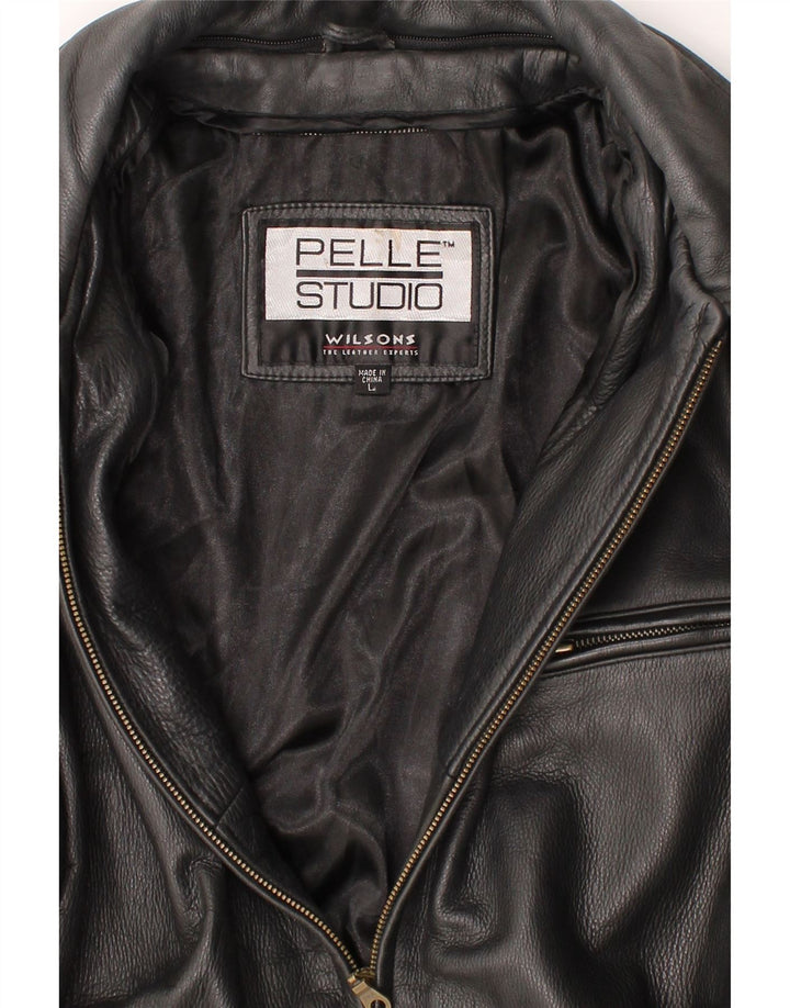 WILSONS Womens Leather Coat UK 16 Large Black Leather Vintage Wilsons and Second-Hand Wilsons from Messina Hembry 