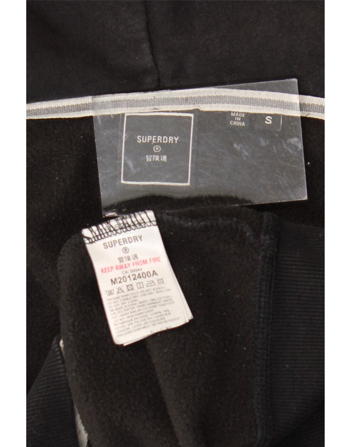 SUPERDRY Mens Zip Hoodie Sweater Small Black Cotton