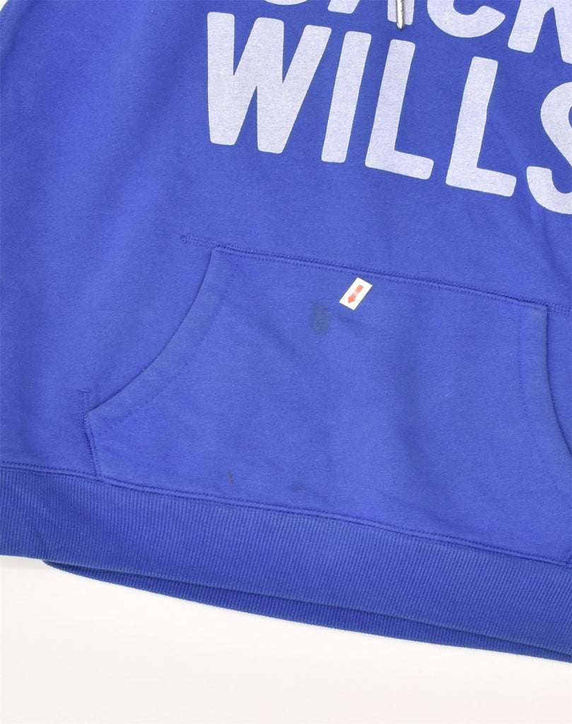 JACK WILLS Womens Graphic Hoodie Jumper UK 12 Medium Blue Cotton | Vintage Jack Wills | Thrift | Second-Hand Jack Wills | Used Clothing | Messina Hembry 