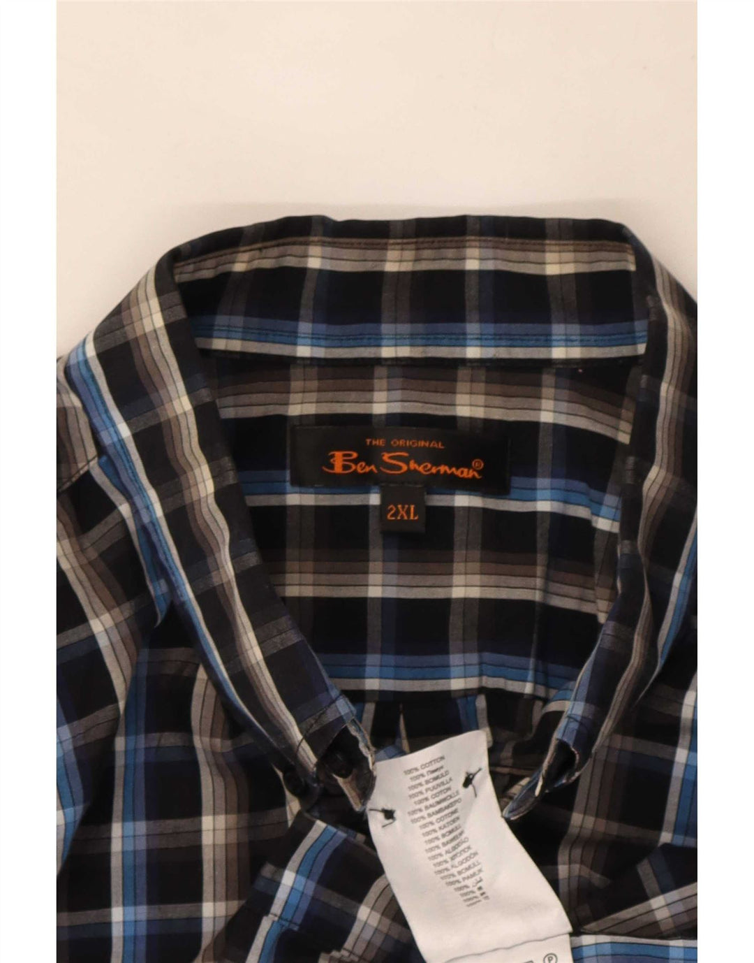 Ben Sherman Mens Shirt 2XL Black Check Cotton