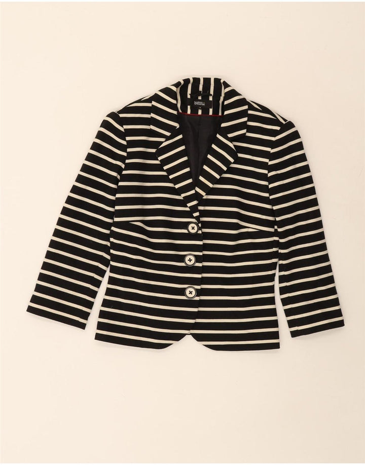 MARKS & SPENCER Womens 3 Button Blazer Jacket UK 8 Small Black Striped