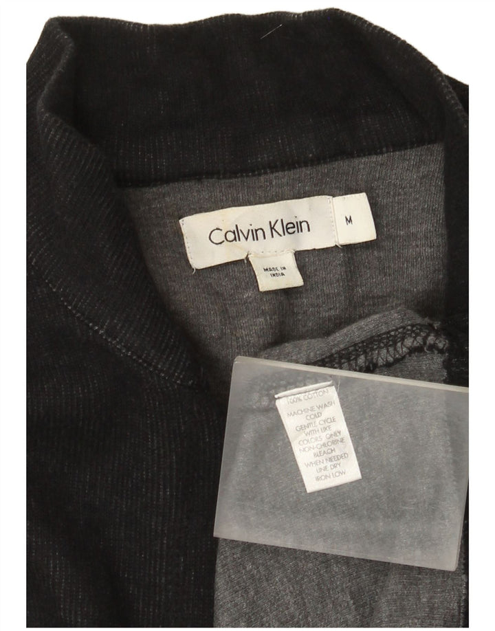 Calvin Klein Mens Zip Neck Jumper Sweater Medium Black Cotton