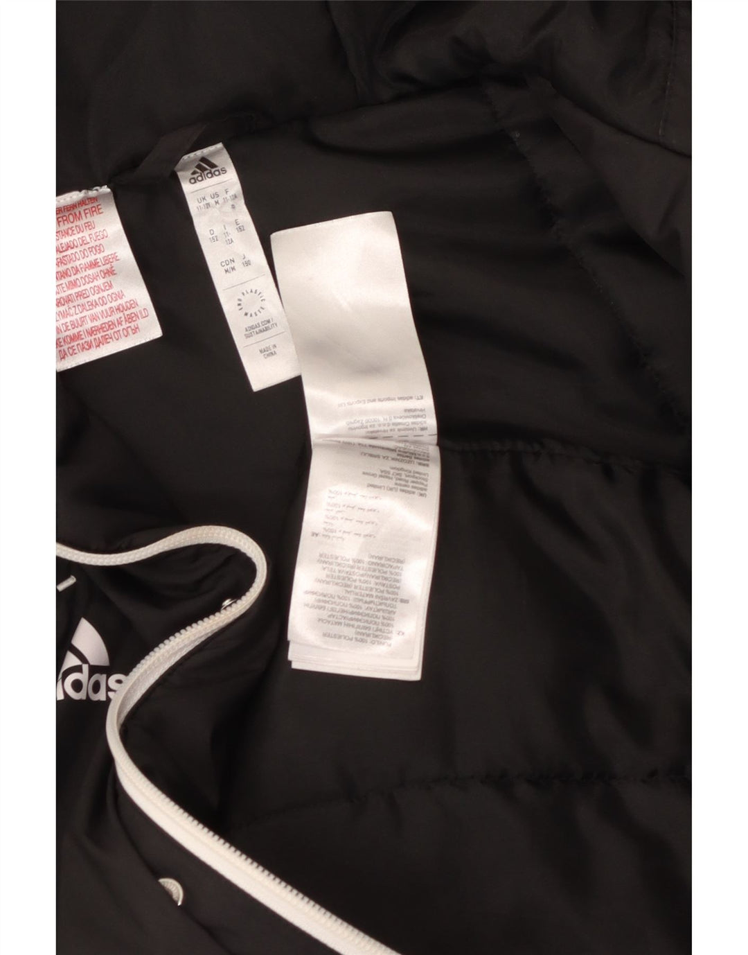 Adidas Boys Hooded Padded Jacket 11-12 Years Black Polyester