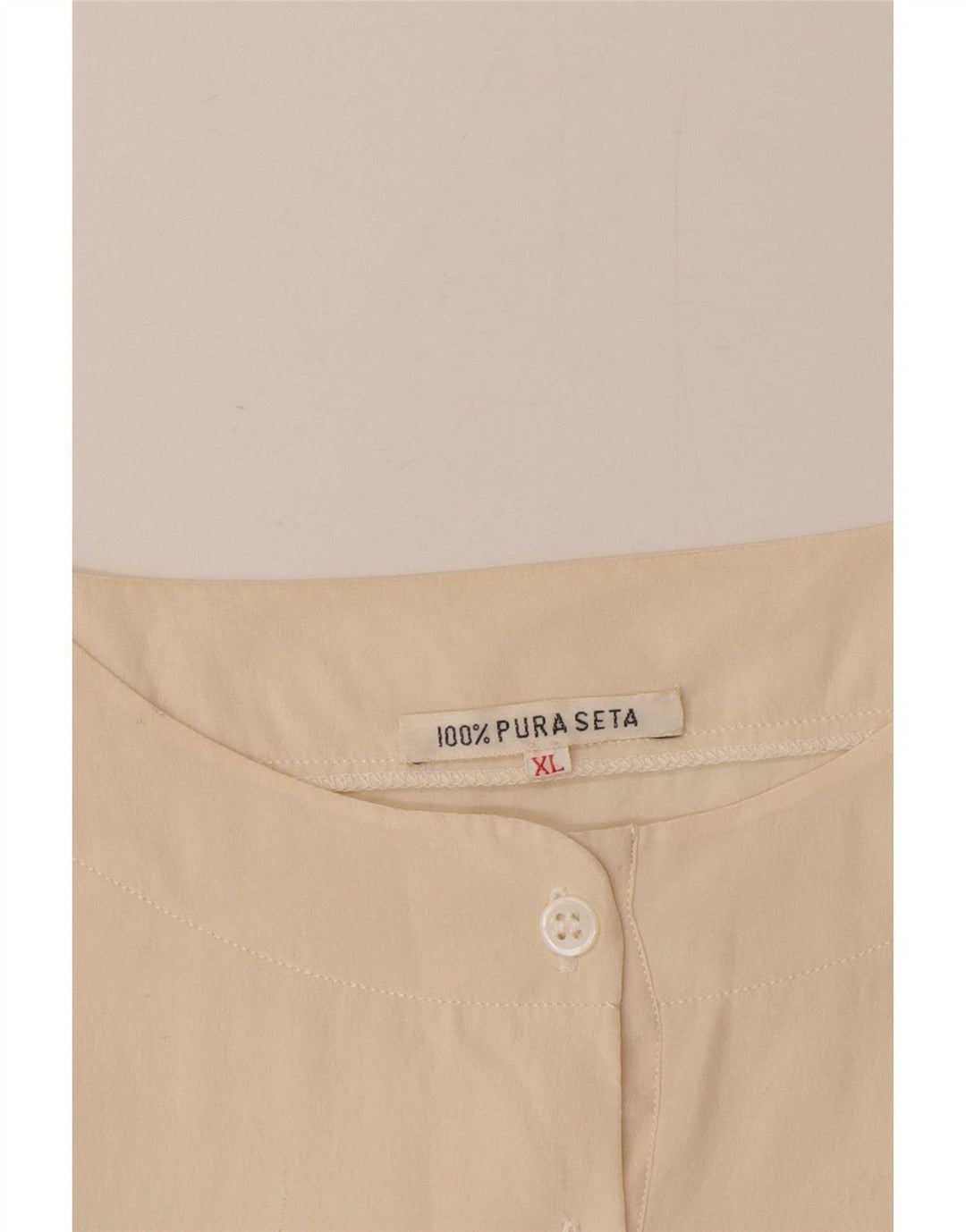 Vintage Womens Blouse Top UK 18 XL Beige Silk
