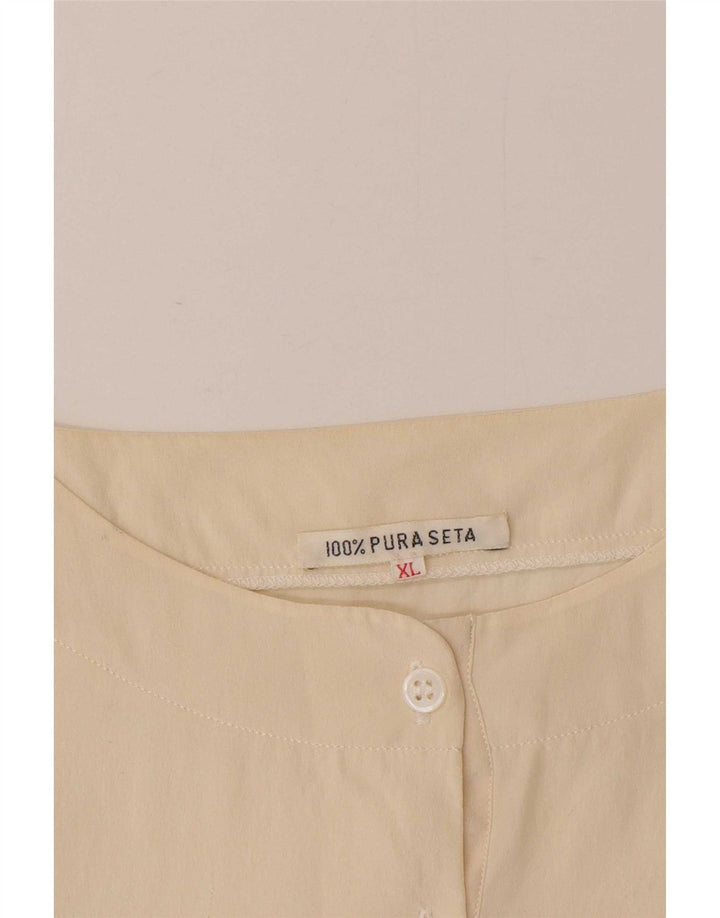 Vintage Womens Blouse Top UK 18 XL Beige Silk