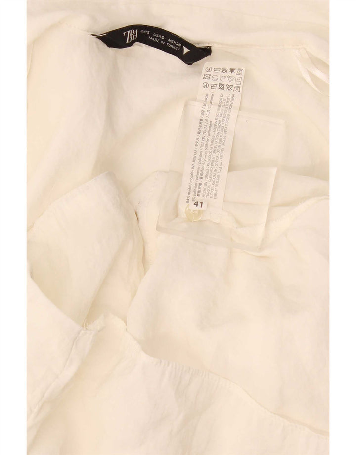 Zara Womens Shirt Blouse UK 10 Small Off White Modal